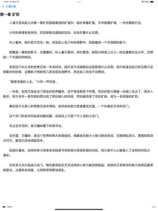 iPad阅读界面